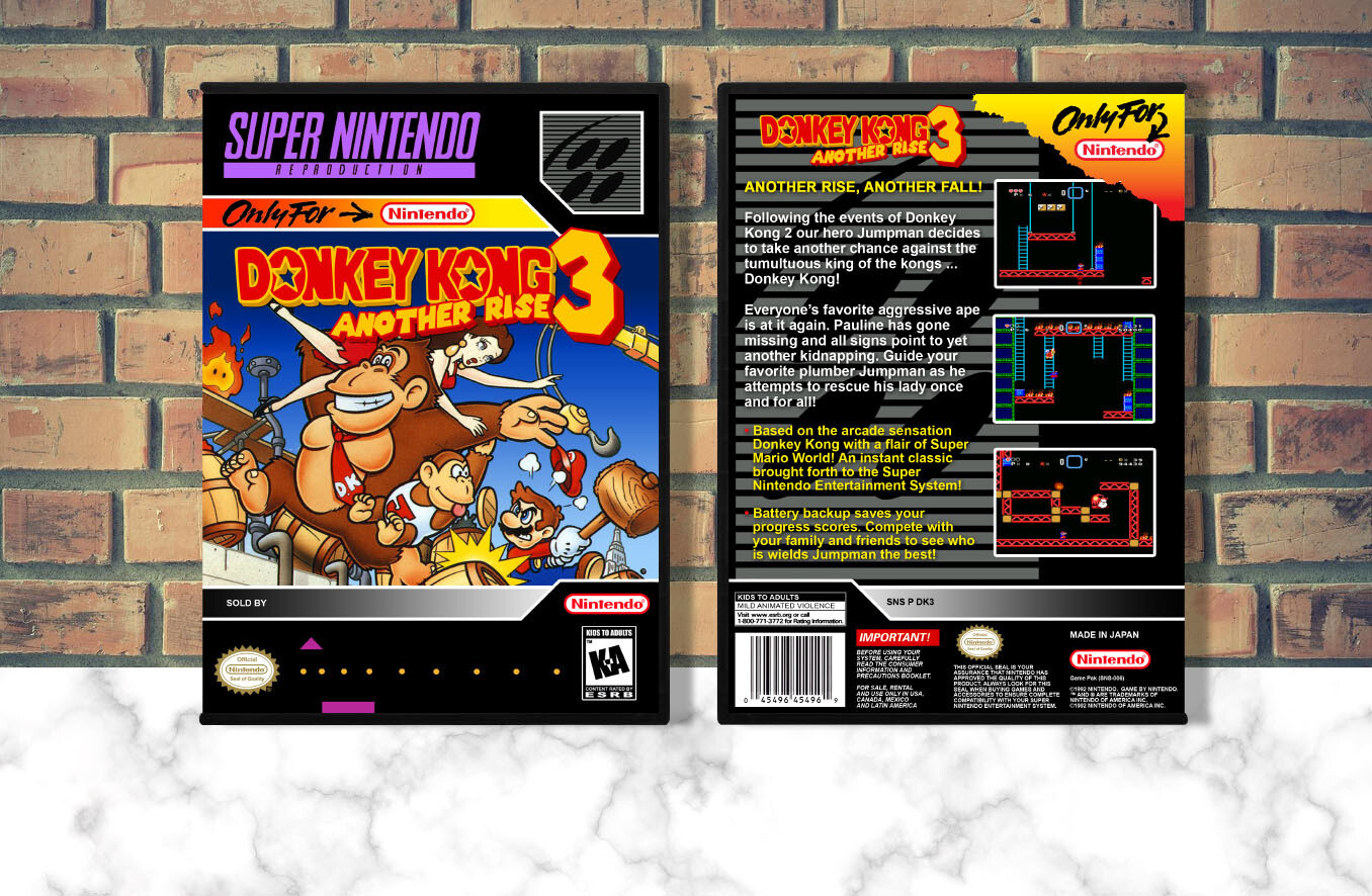 Donkey Kong 3: Another Rise (Repro Spine), Case Color: DARK GREY (OEM DS CASE COLOR)