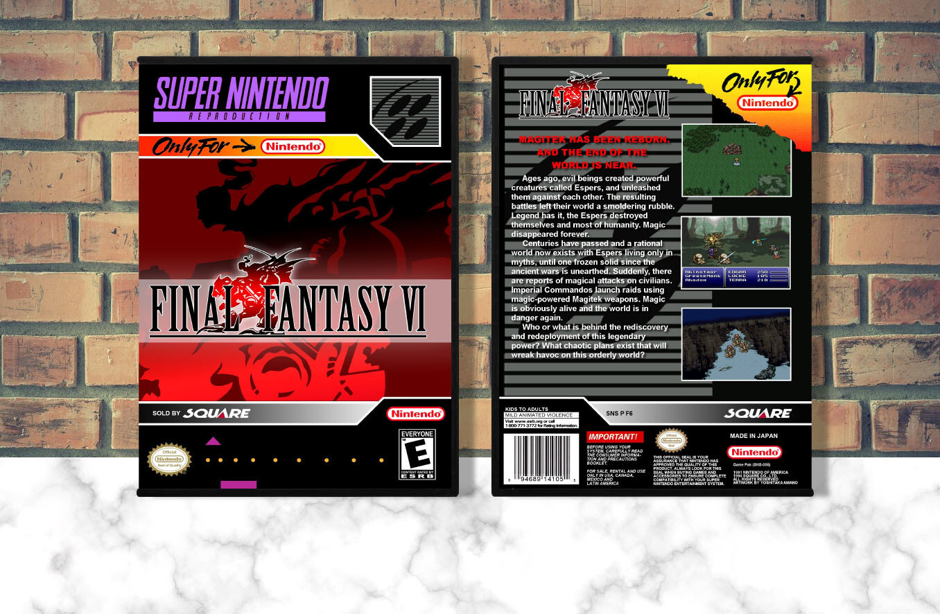 Final Fantasy VI (Repro Spine), Case Color: DARK GREY (OEM DS CASE COLOR)