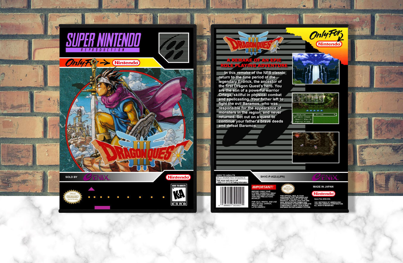 Dragon Quest III (Repro Spine), Case Color: DARK GREY (OEM DS CASE COLOR)