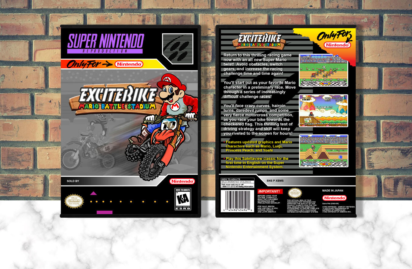 Excitebike Mario Battle Stadium (Repro Spine), Case Color: DARK GREY (OEM DS CASE COLOR)
