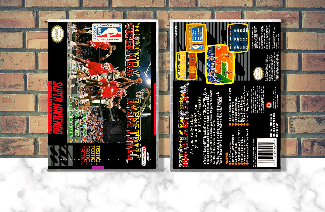 Tecmo Super NBA Basketball, Case Color: CLEAR (Transparent)