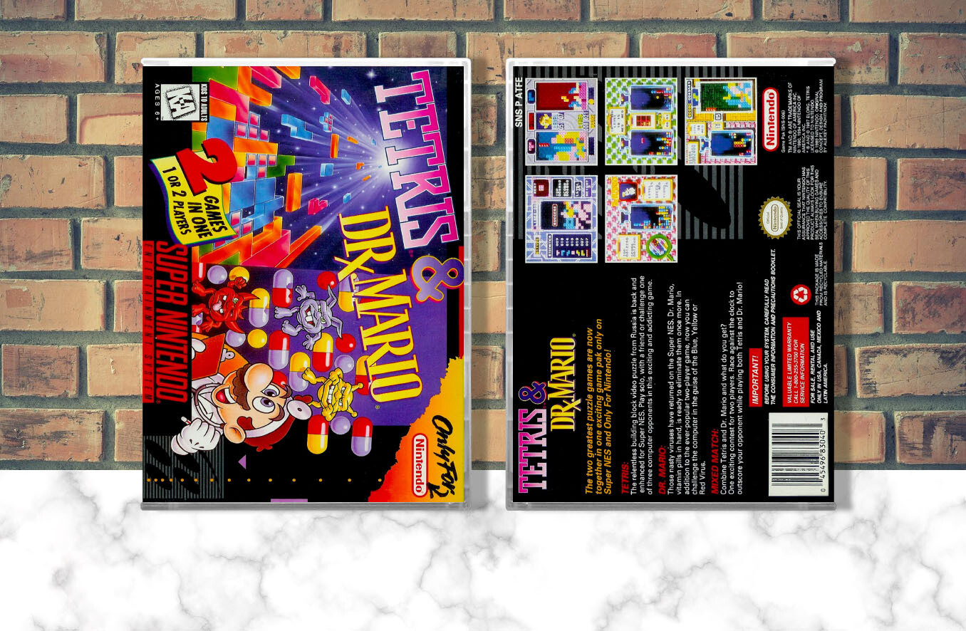 Tetris &amp; Dr. Mario, Case Color: CLEAR (Transparent)