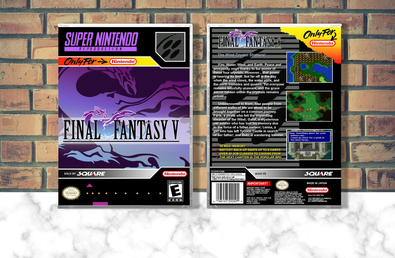 Final Fantasy V (Repro Spine), Case Color: CLEAR (Transparent)