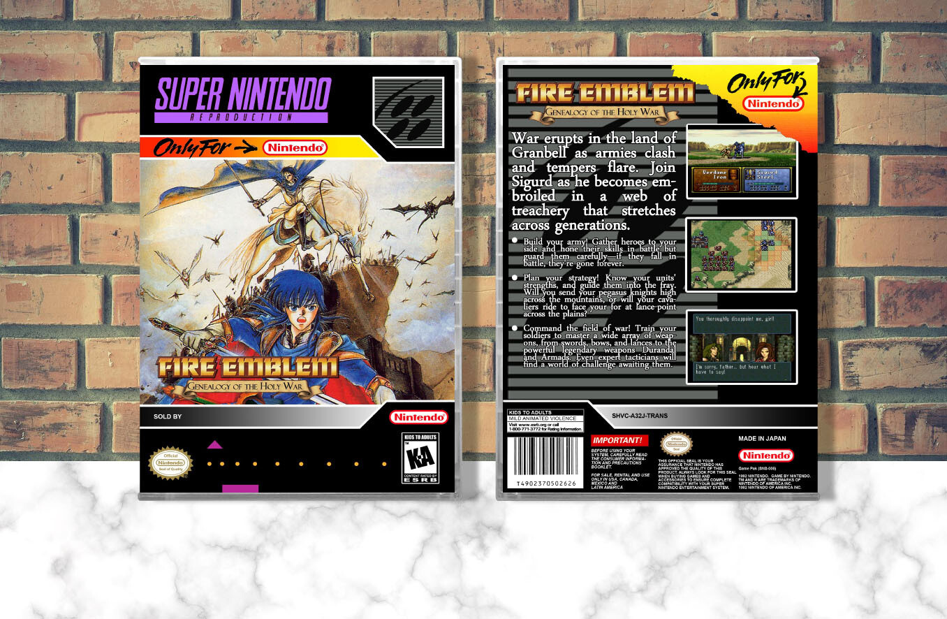 Fire Emblem: Genealogy of the Holy War (Repro Spine), Case Color: CLEAR (Transparent)