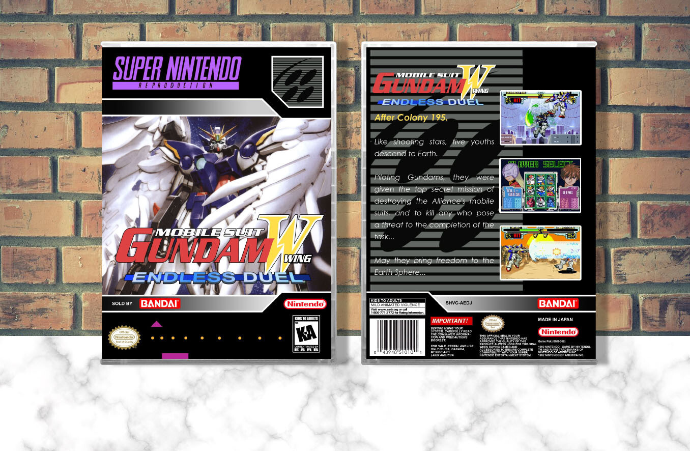 Gundam Wing Endless Duel (Repro Spine) SNES Video Game Case