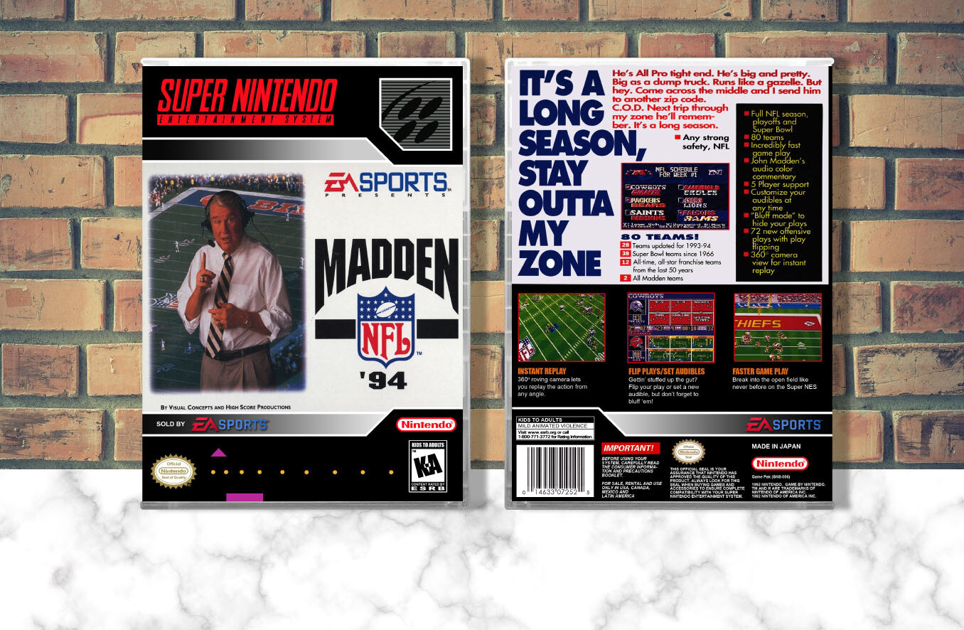 Madden NFL &#39;94, Case Color: CLEAR (Transparent)