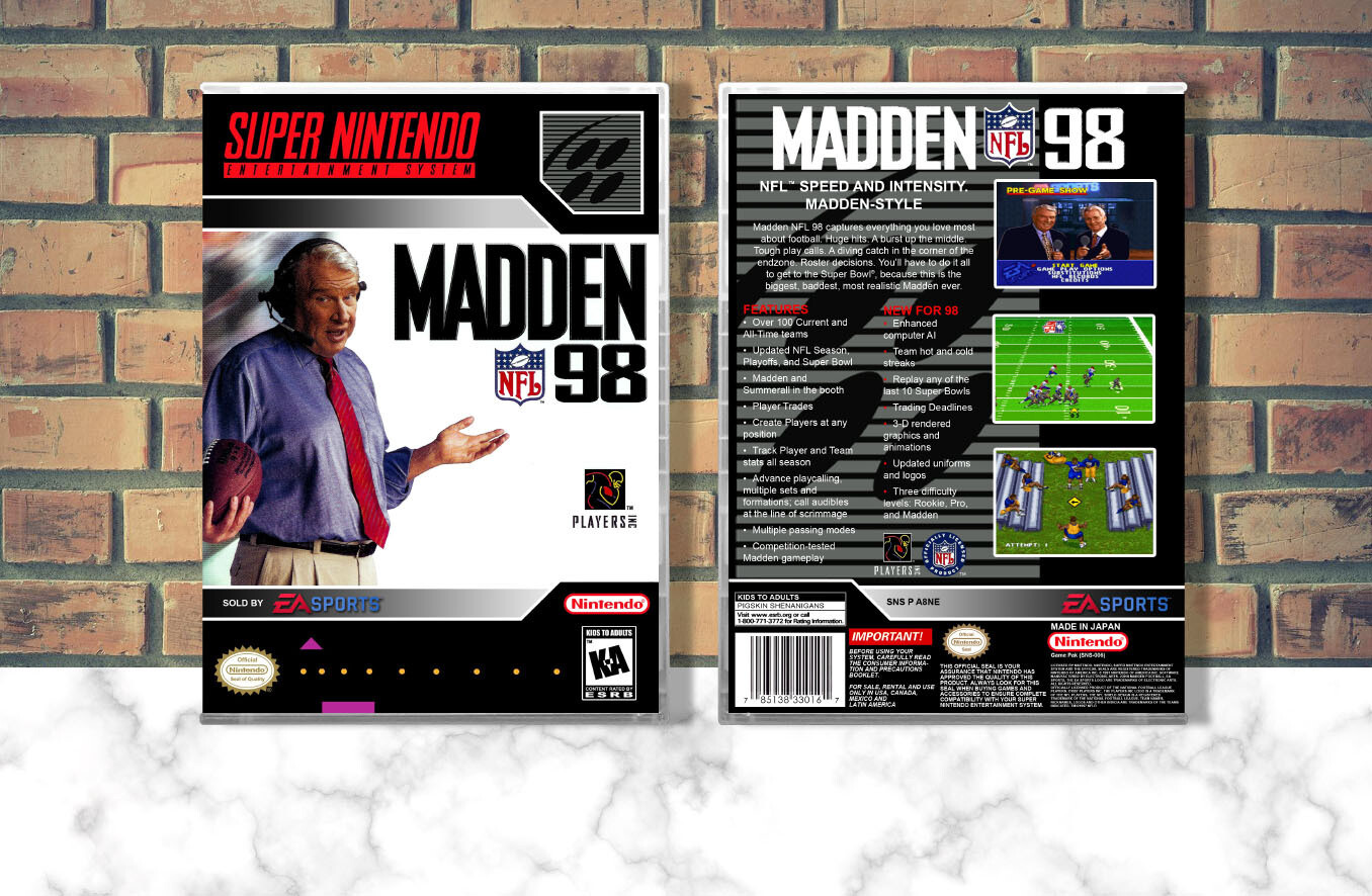 Madden NFL &#39;98, Case Color: CLEAR (Transparent)