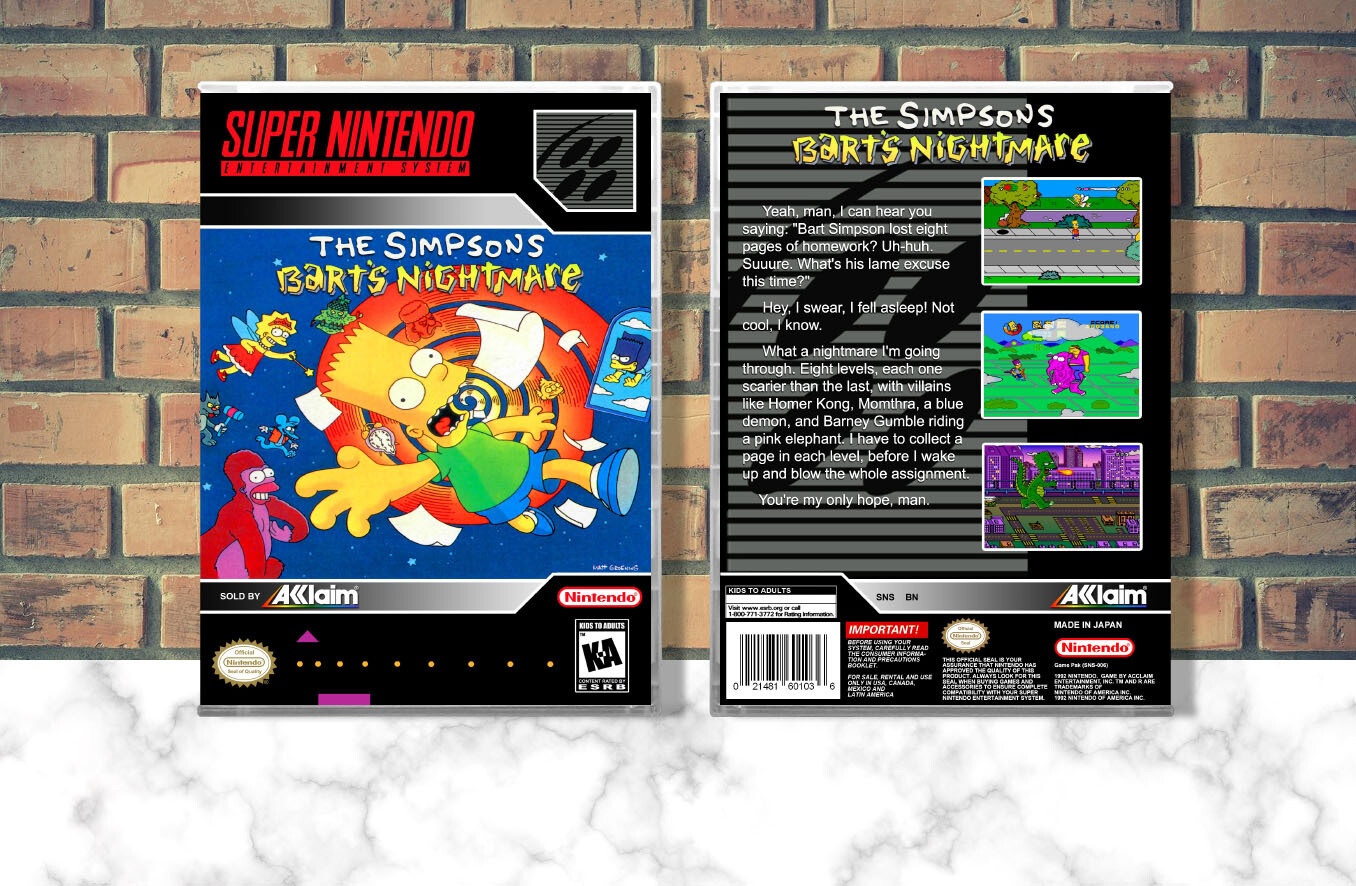 Simpsons, The: Bart&#39;s Nightmare, Case Color: CLEAR (Transparent)