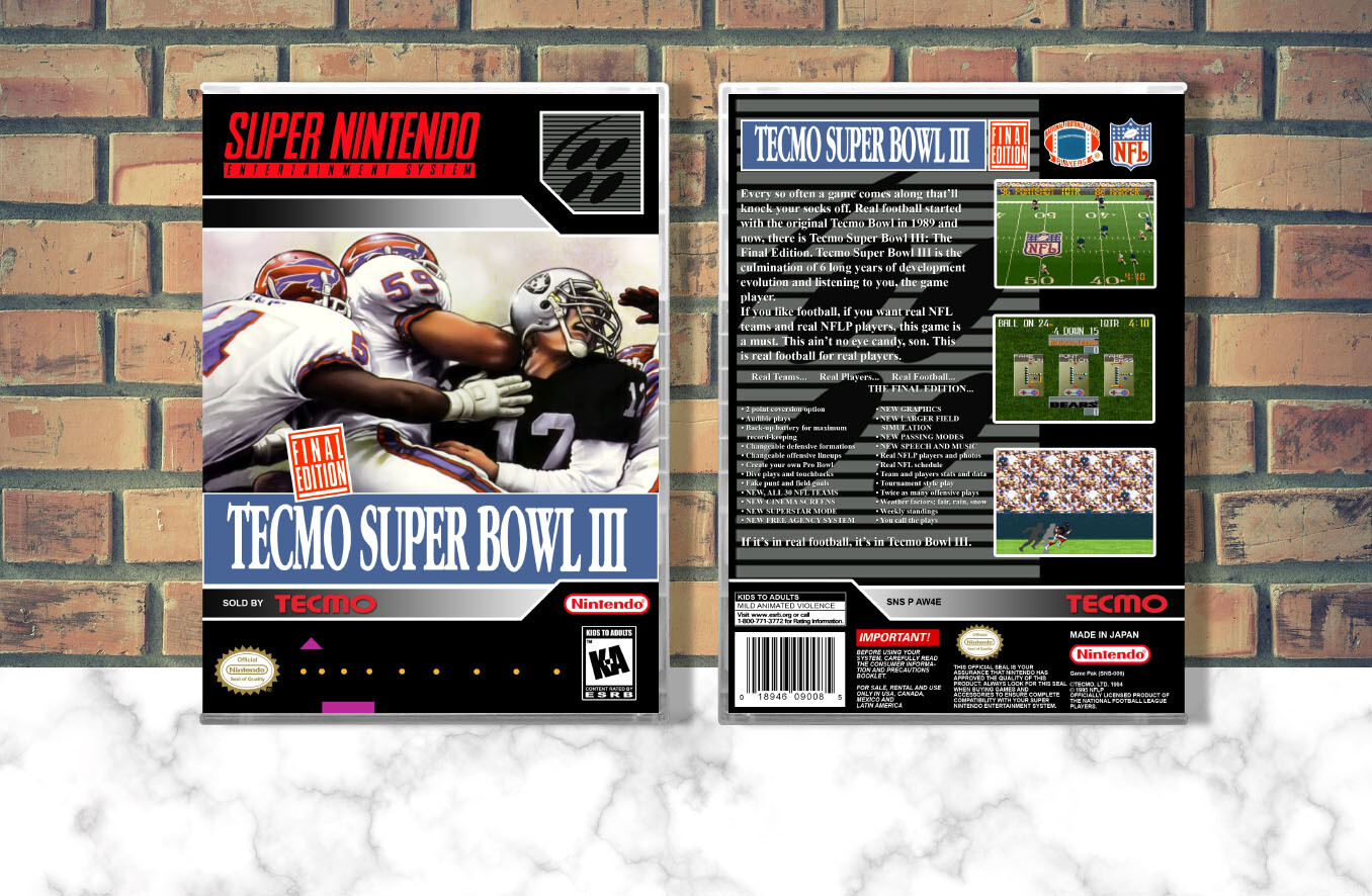 Tecmo Super Bowl III: The Final Edition, Case Color: CLEAR (Transparent)
