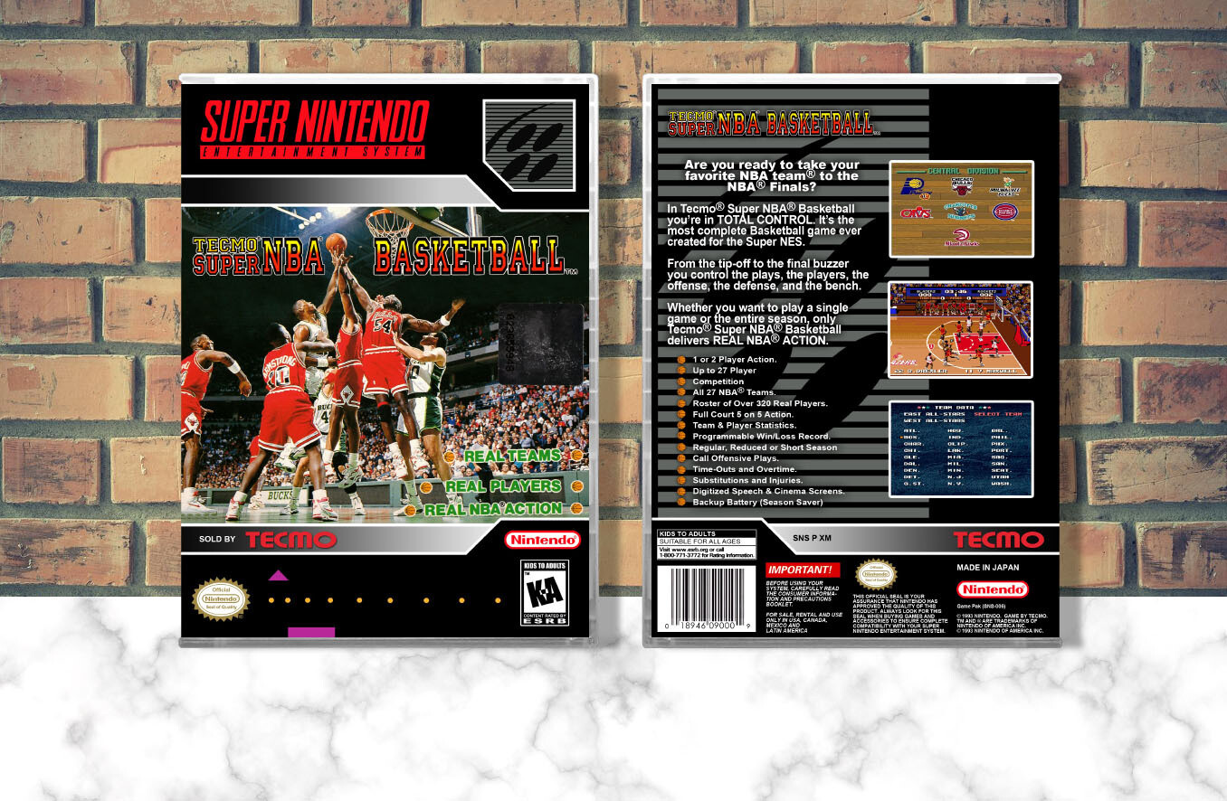 Tecmo Super NBA Basketball, Case Color: CLEAR (Transparent)