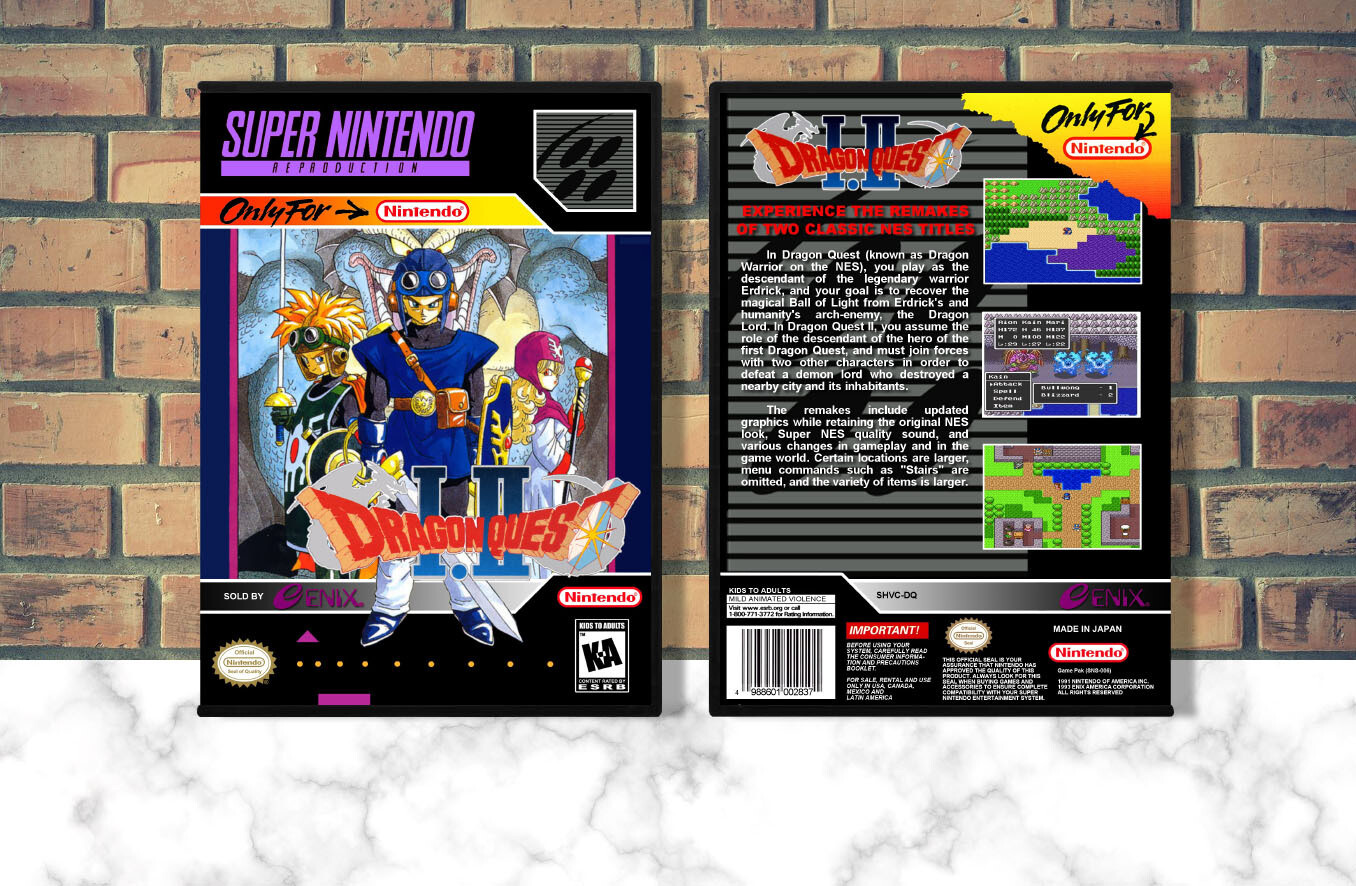 Dragon Quest I &amp; II (Repro Spine), Case Color: DARK GREY (OEM DS CASE COLOR)