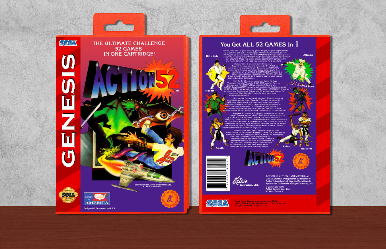 Action 52 [Standard Rectangled Cart], Case Color: Red