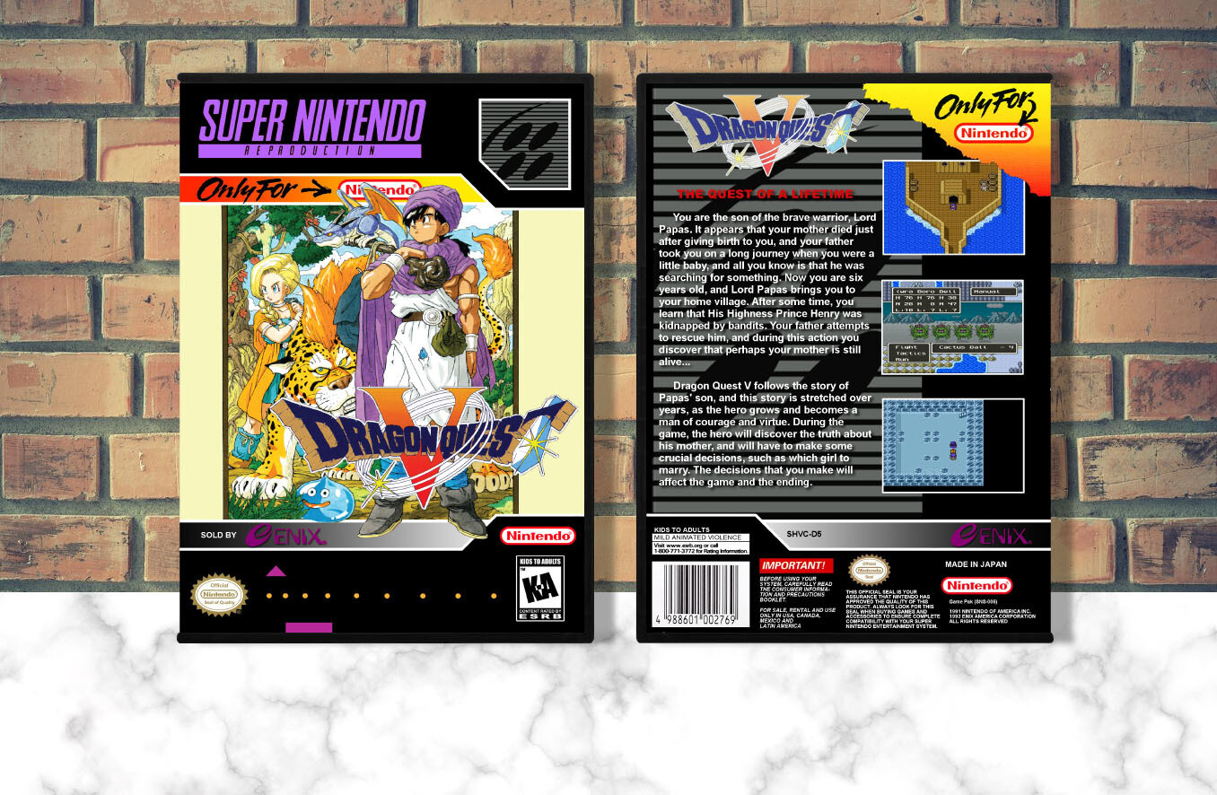 Dragon Quest V (Repro Spine), Case Color: DARK GREY (OEM DS CASE COLOR)