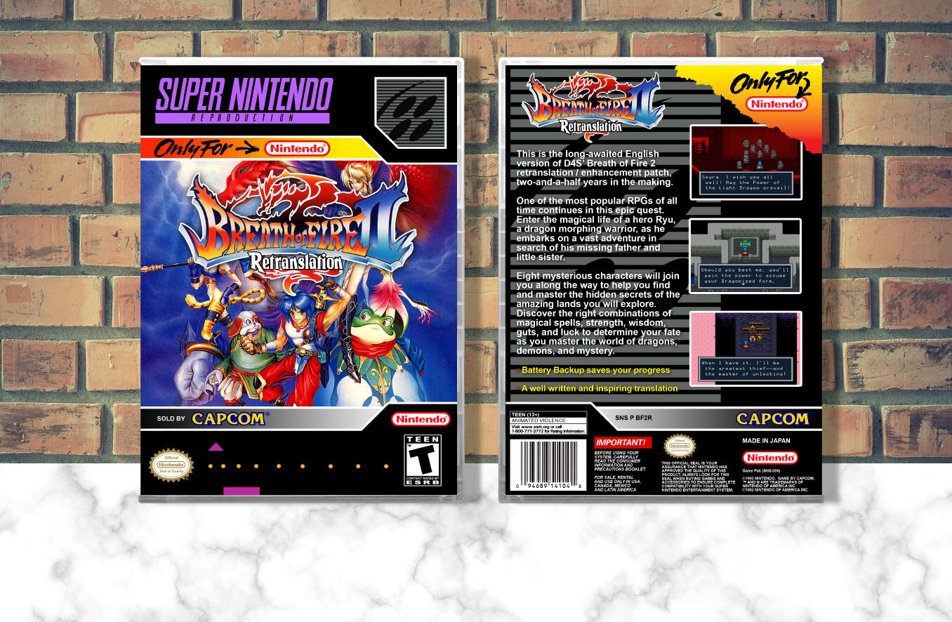 Breath of Fire II Retranslation (Repro Spine), Case Color: CLEAR (Transparent)