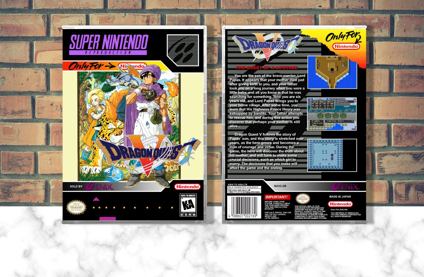 Dragon Quest V (Repro Spine), Case Color: CLEAR (Transparent)