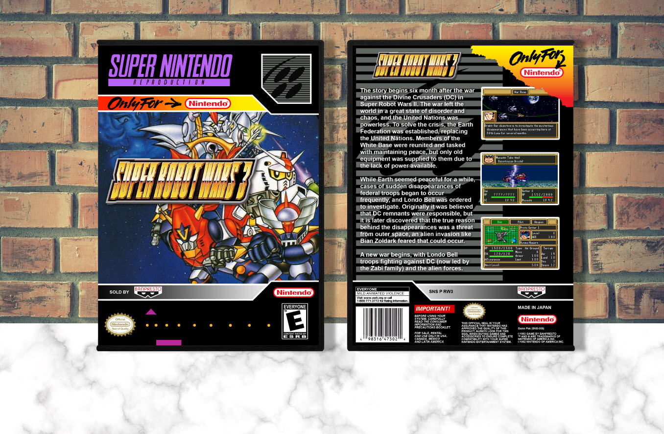 Super Robot Wars 3 (Repro Spine), Case Color: DARK GREY (OEM DS CASE COLOR)