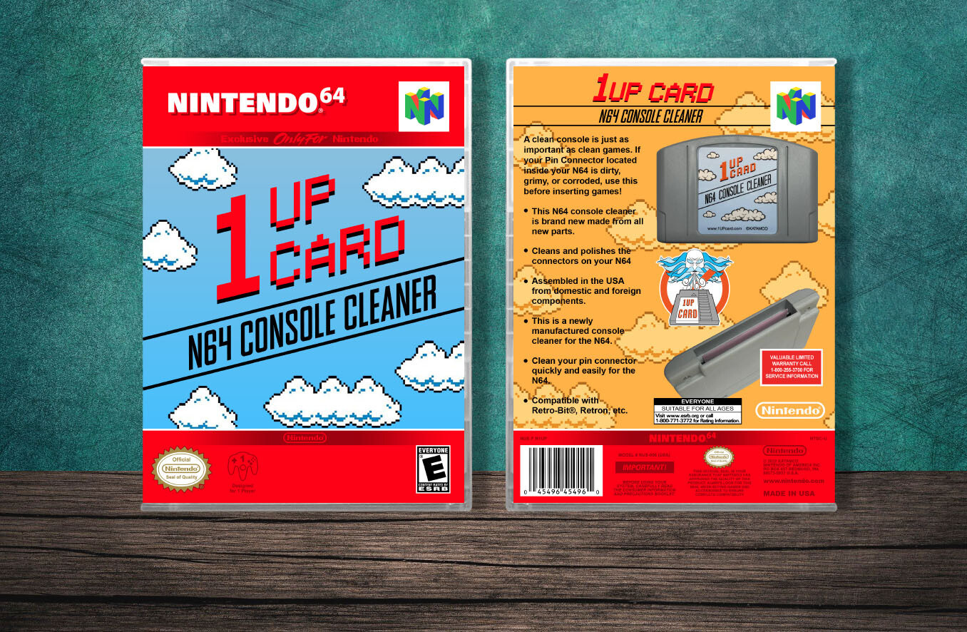 1UP Card - N64 Console Cleaner, Case Color: CLEAR (Transparent)