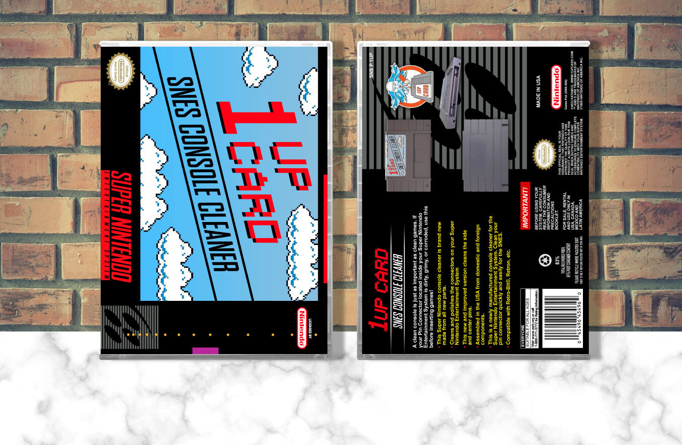 1UP Card - SNES Console Cleaner, Case Color: CLEAR (Transparent)
