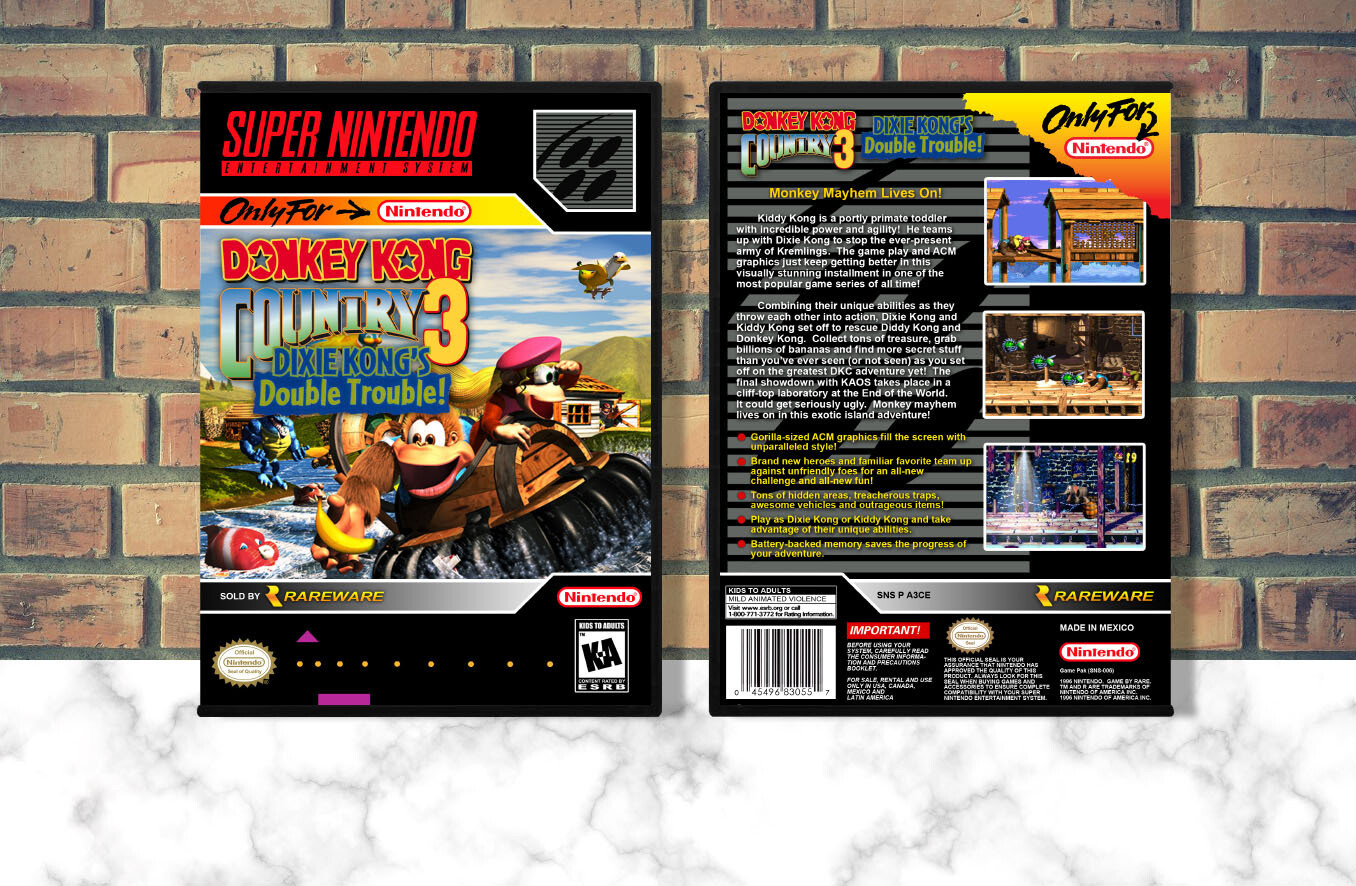 Donkey Kong Country 3: Dixie Kong&#39;s Double Trouble, Case Color: DARK GREY (OEM DS CASE COLOR)