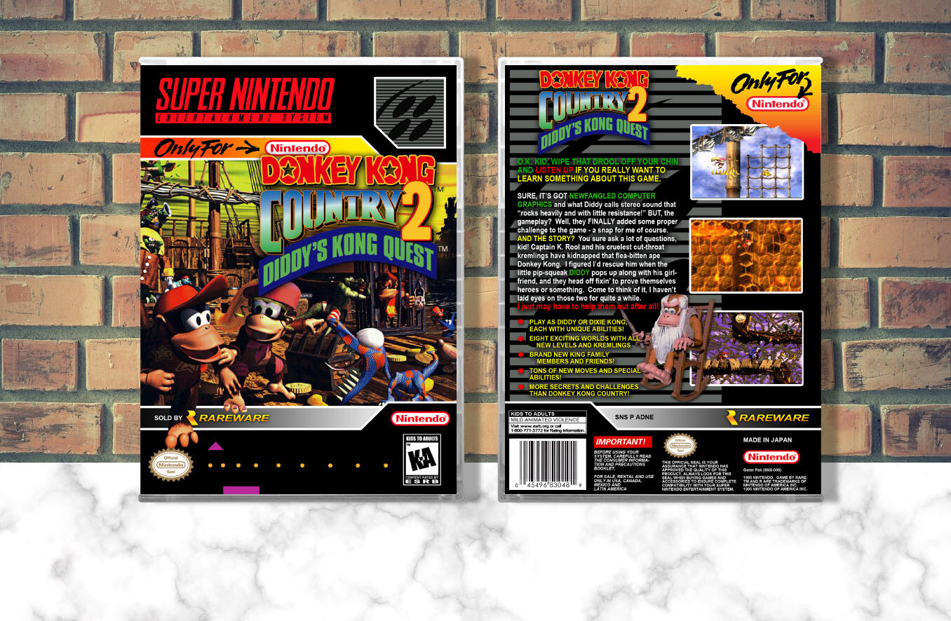 Donkey Kong Country 2: Diddy&#39;s Kong Quest, Case Color: CLEAR (Transparent)