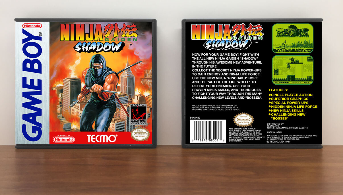 Ninja Gaiden Shadow, Artwork Spine Color: Chrome