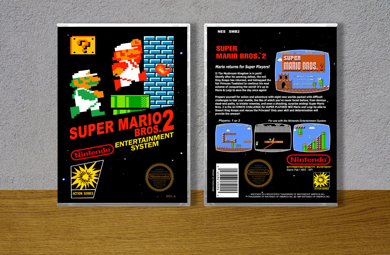 Super Mario Bros. 2 (JP) Alt Cover, Case Color: CLEAR (Transparent)
