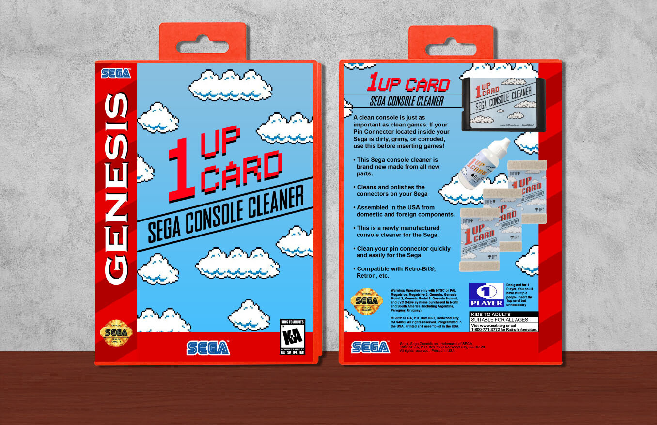 1UP Card - Sega Console Cleaner, Case Color: Red