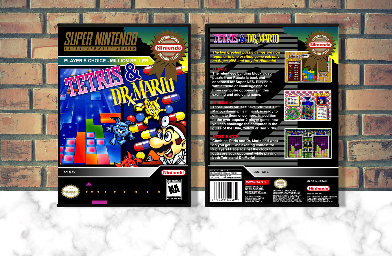 Tetris &amp; Dr. Mario (PC), Case Color: DARK GREY (OEM DS CASE COLOR)