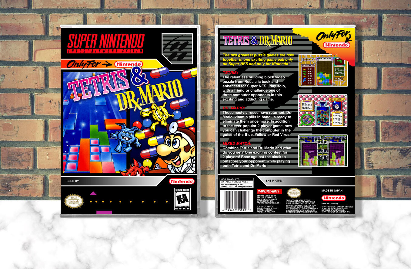 Tetris &amp; Dr. Mario, Case Color: CLEAR (Transparent)