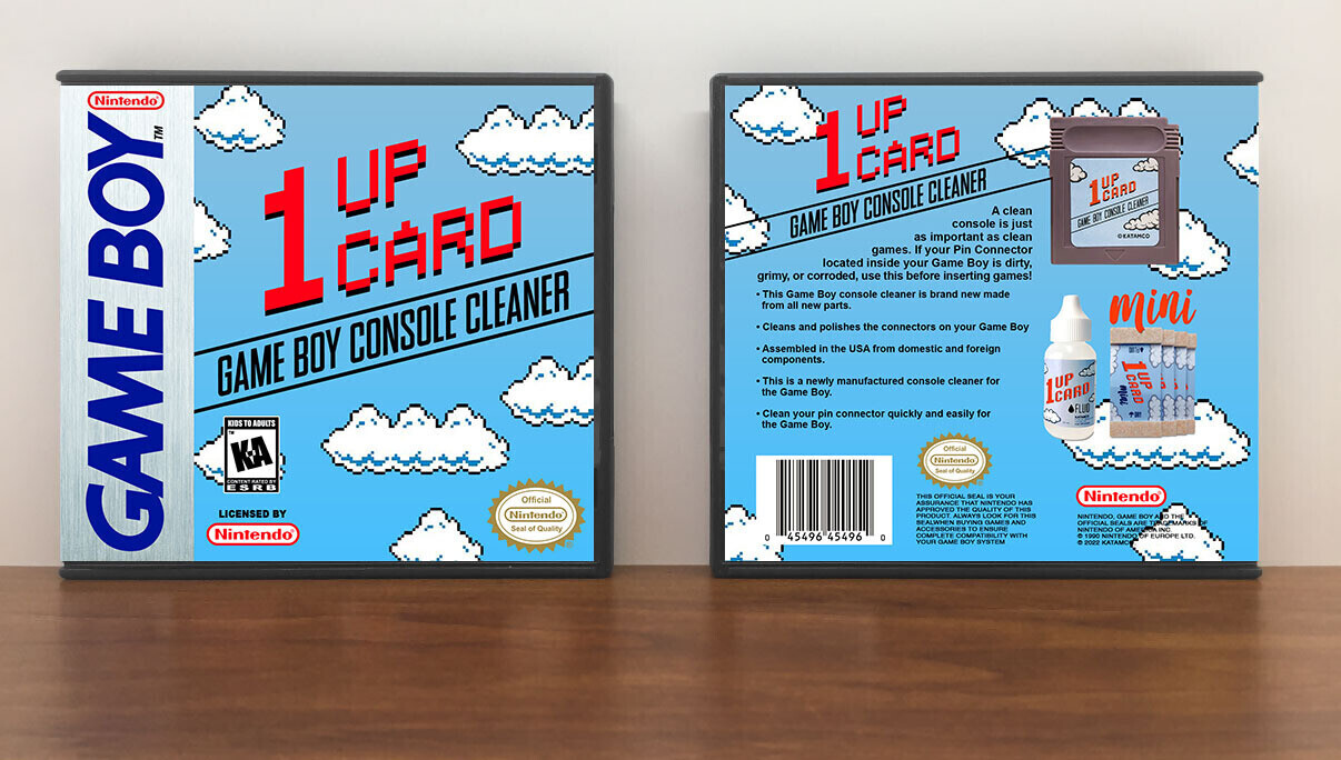 1UP Card - Game Boy Console Cleaner, Case Color: DARK GREY (OEM DS CASE COLOR), Artwork Spine Color: Chrome