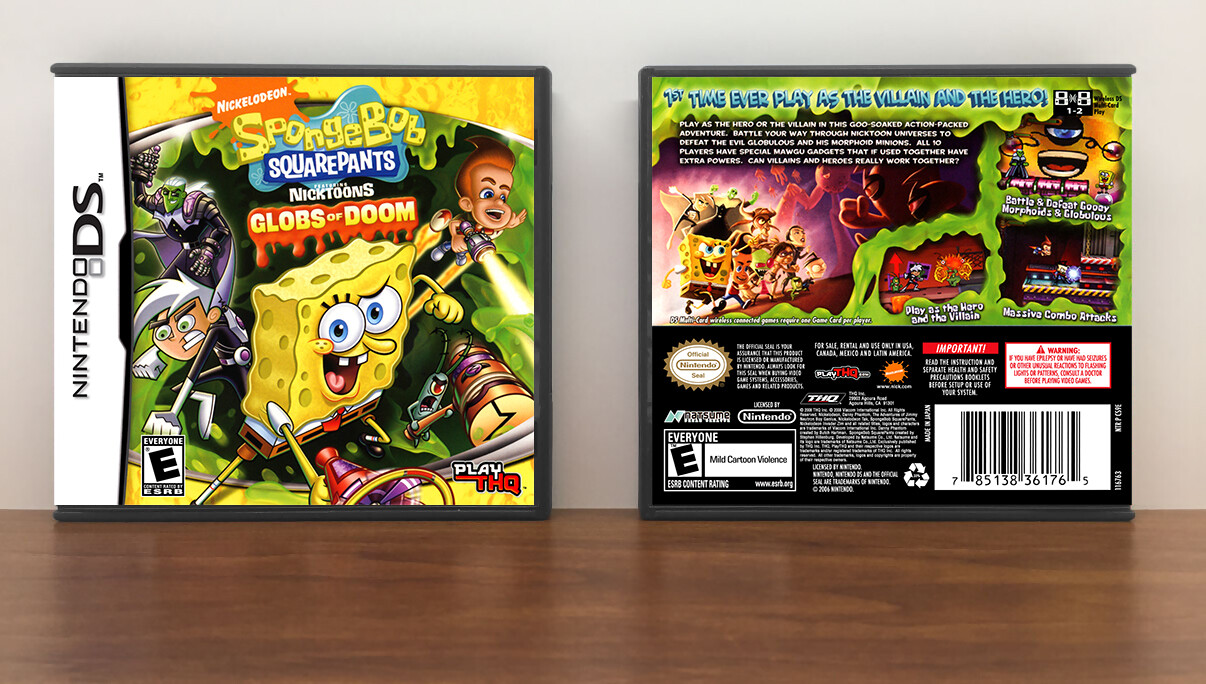SpongeBob SquarePants featuring Nicktoons: Globs of Doom, Case Color: DARK GREY (OEM DS CASE COLOR)