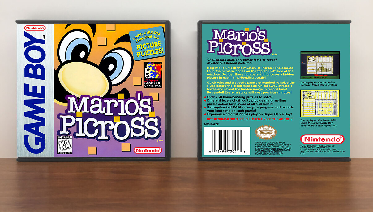 Mario&#39;s Picross, Artwork Spine Color: Chrome