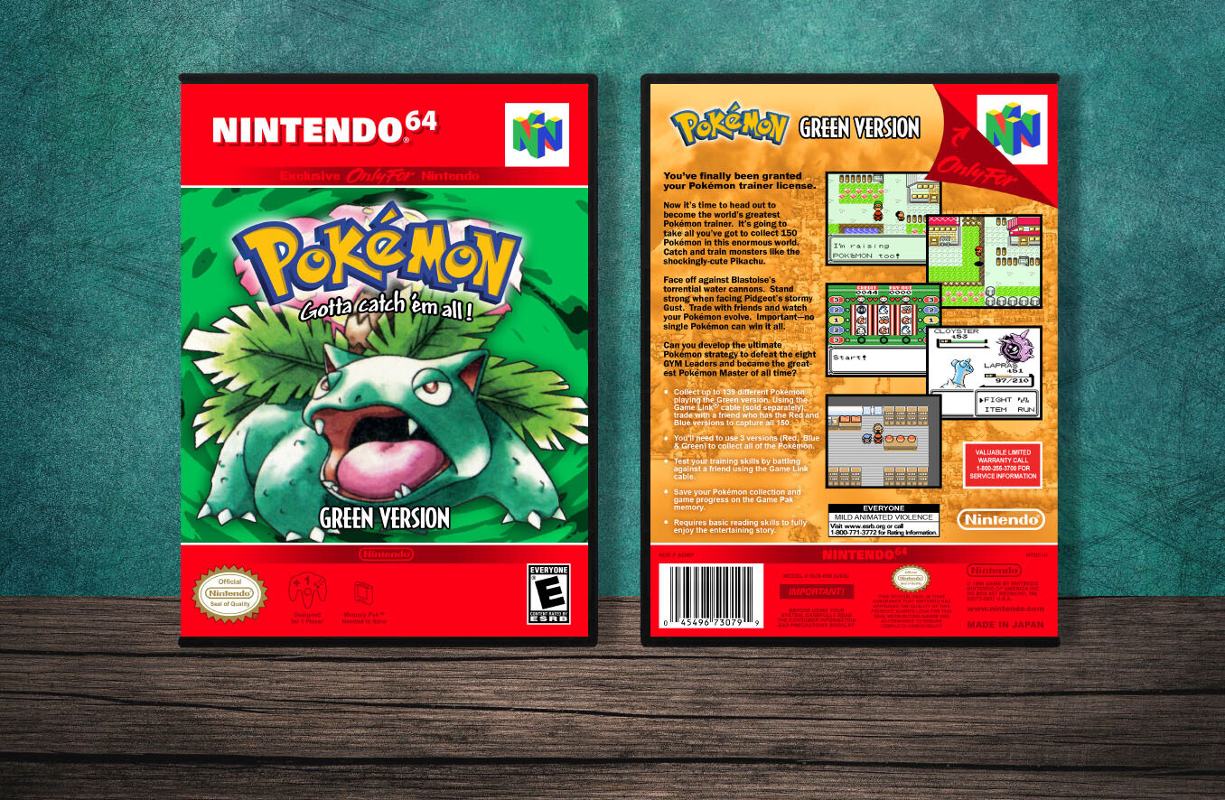 Pokemon Green Version - N64 Video Game Case