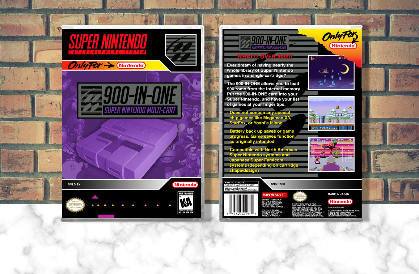 900-in-One Super Nintendo Multi-Cart, Case Color: CLEAR (Transparent)