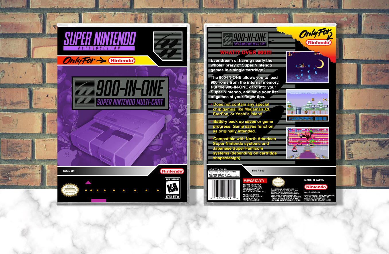 900-in-One Super Nintendo Multi-Cart (Repro Spine), Case Color: CLEAR (Transparent)