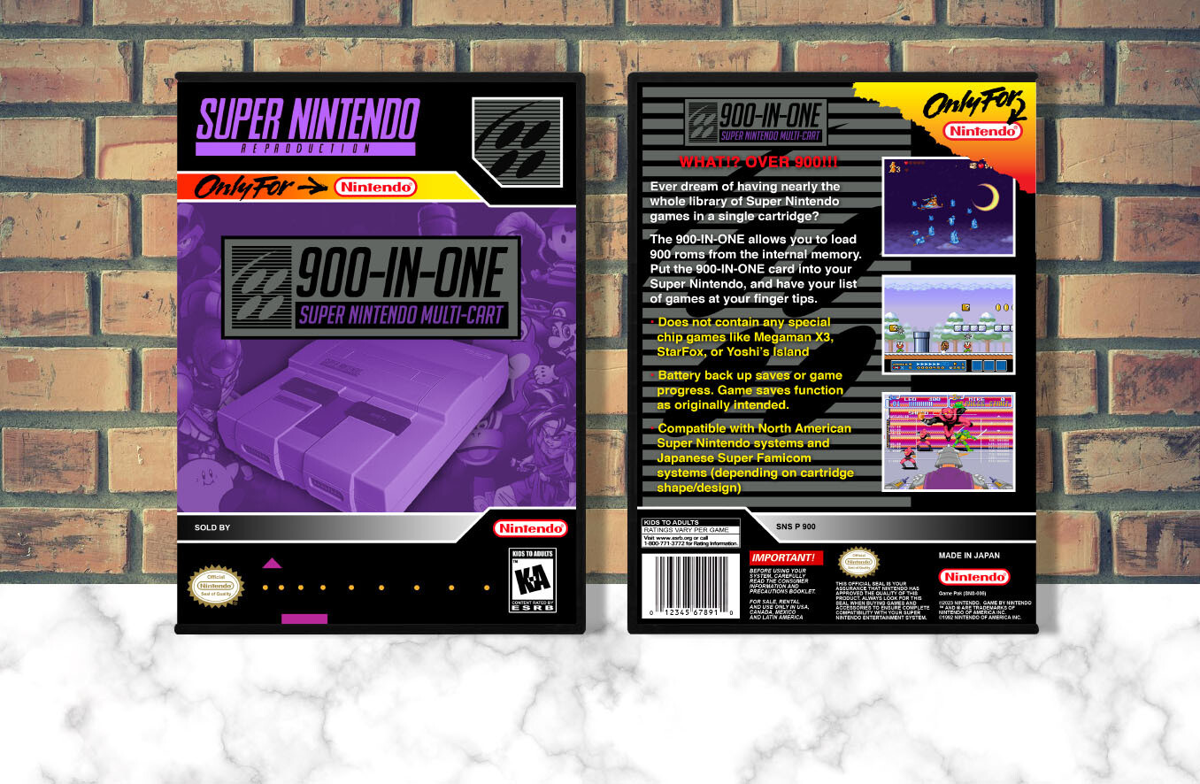900-in-One Super Nintendo Multi-Cart (Repro Spine), Case Color: DARK GREY (OEM DS CASE COLOR)