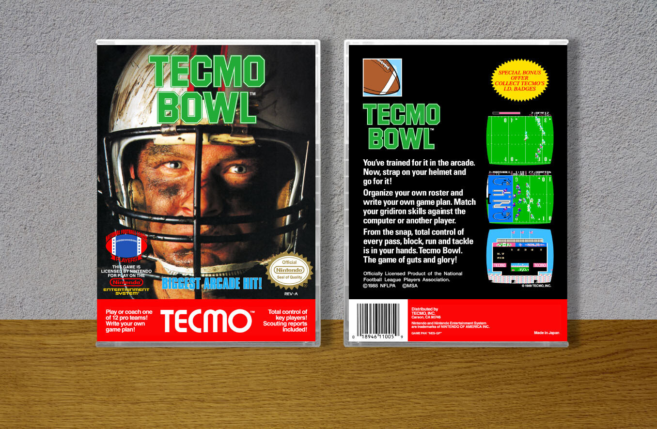 Tecmo Bowl (White and Gold Seal), Case Color: CLEAR (Transparent)