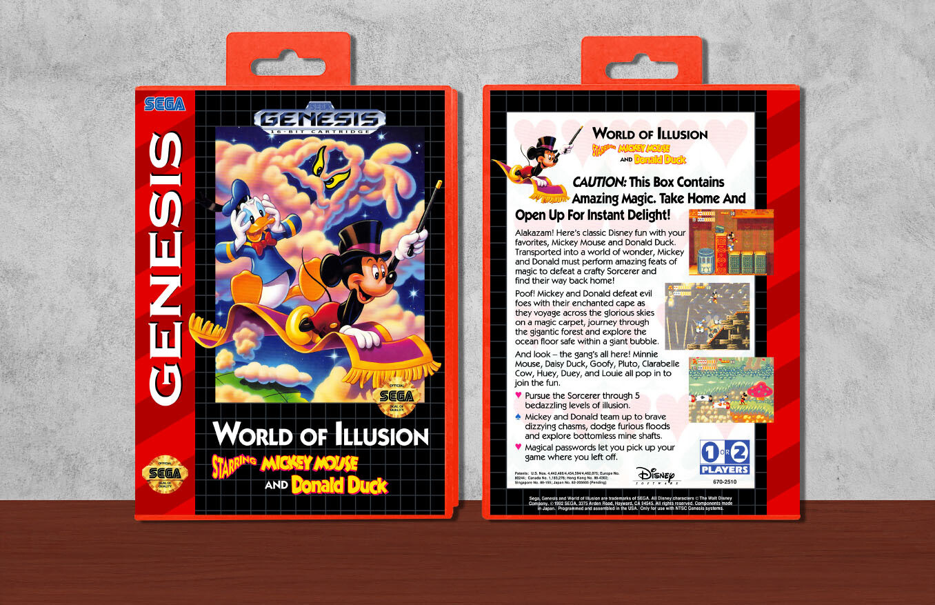 World of Illusion Starring Mickey Mouse and Donald Duck World of Illusion Starring Mickey Mouse and Donald Duck, Case Color: Red