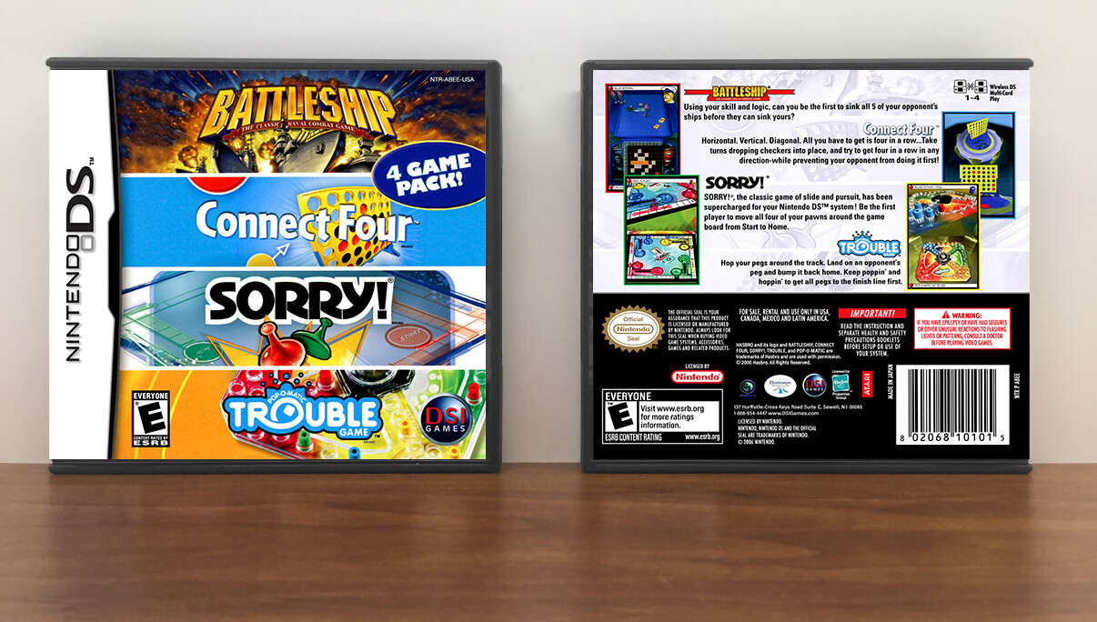Battleship/Connect Four/Sorry!/Trouble, Case Color: DARK GREY (OEM DS CASE COLOR)