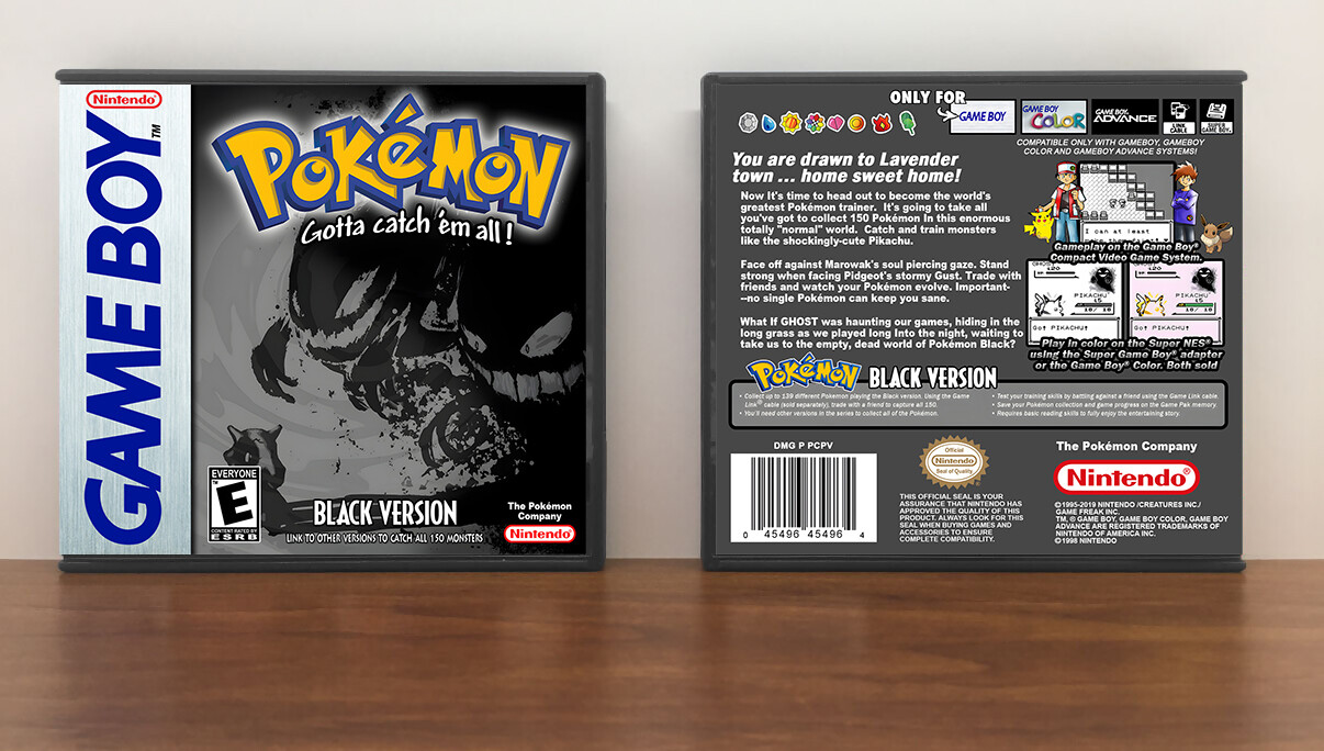 Pokemon Black Version, Case Color: DARK GREY (OEM DS CASE COLOR), Artwork Spine Color: Chrome