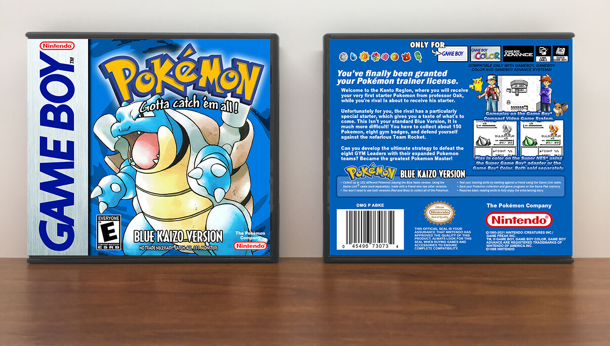 Pokemon Blue Kaizo Version, Case Color: DARK GREY (OEM DS CASE COLOR), Artwork Spine Color: Chrome