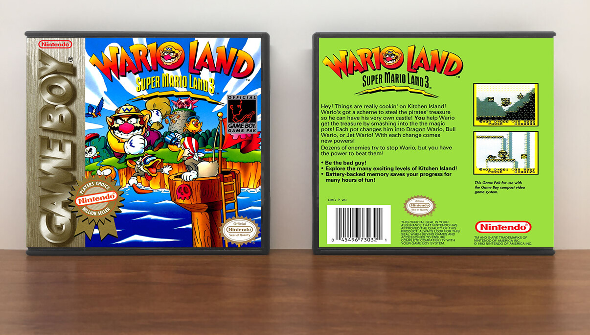 Wario Land: Super Mario Land 3 (PC), Case Color: DARK GREY (OEM DS CASE COLOR), Artwork Spine Color: (PC) Chrome
