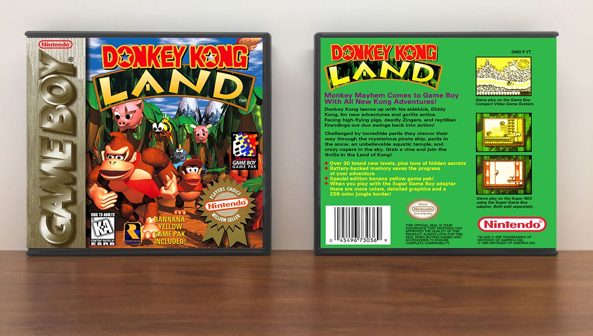 Donkey Kong Land (PC), Case Color: DARK GREY (OEM DS CASE COLOR), Artwork Spine Color: (PC) Chrome