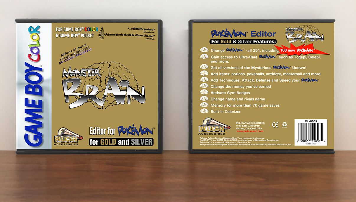 Monster Brain Editor for Pokemon Gold and Silver [Modded Case], Case Color: DARK GREY (OEM DS CASE COLOR), Artwork Spine Color: Chrome