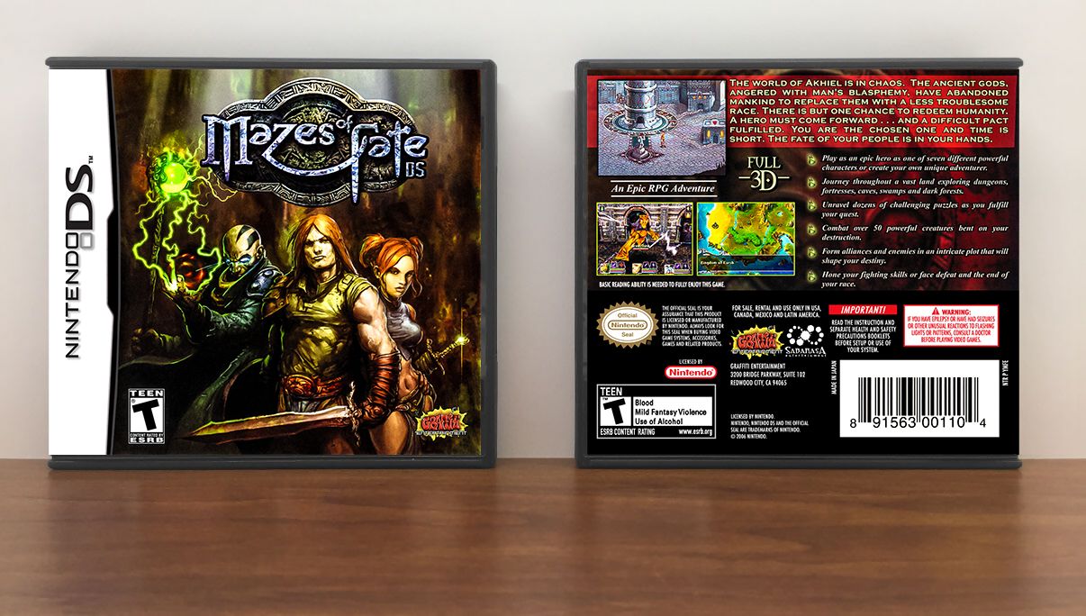 Mazes of Fate DS, Case Color: DARK GREY (OEM DS CASE COLOR)