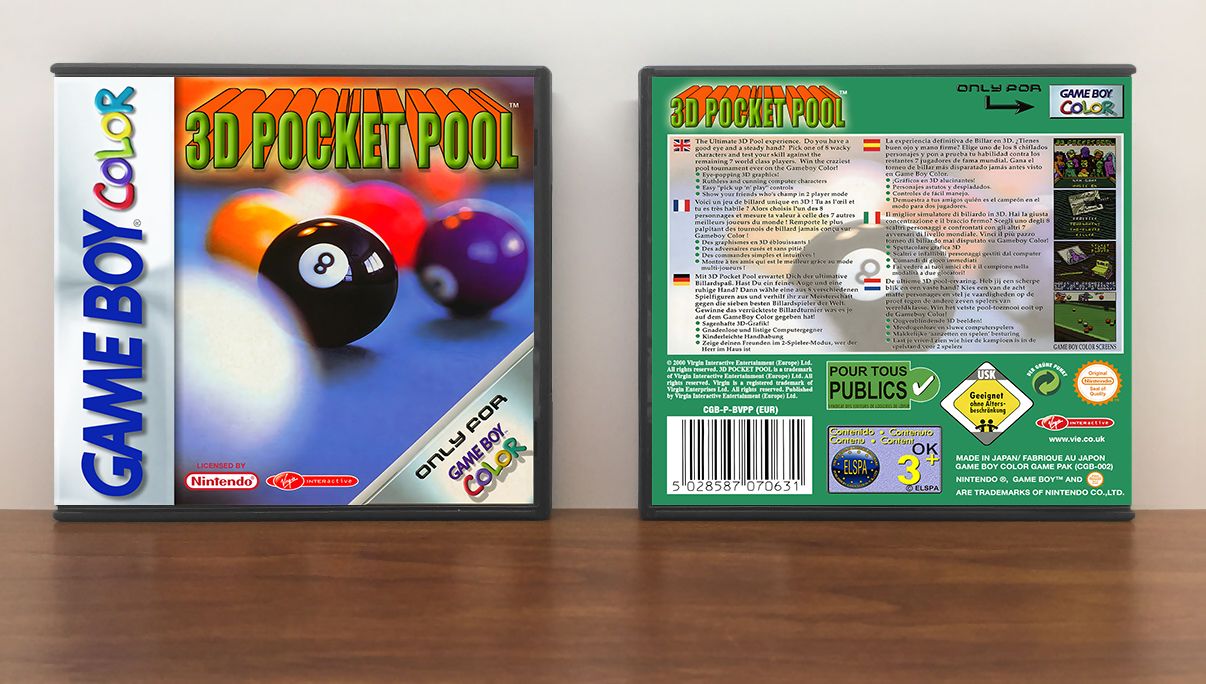 3D Pocket Pool (PAL), Artwork Spine Color: Chrome