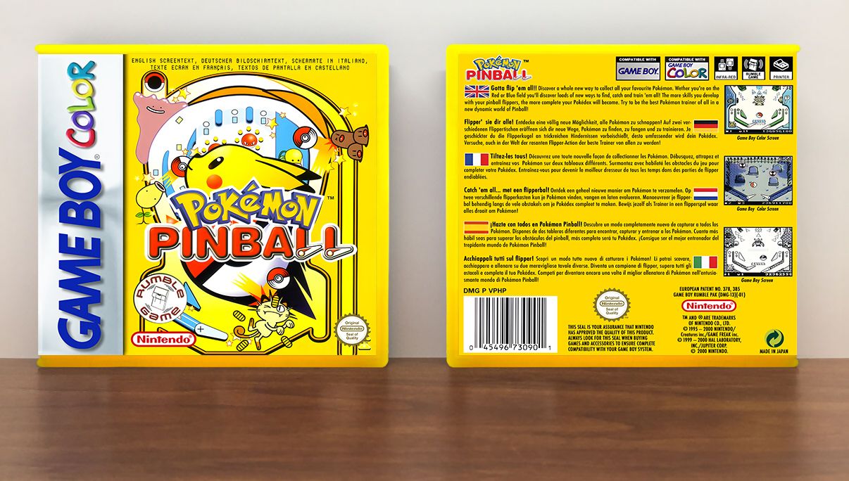 Pokemon Pinball (PAL) Yellow Case, Case Color: Yellow, Artwork Spine Color: Chrome