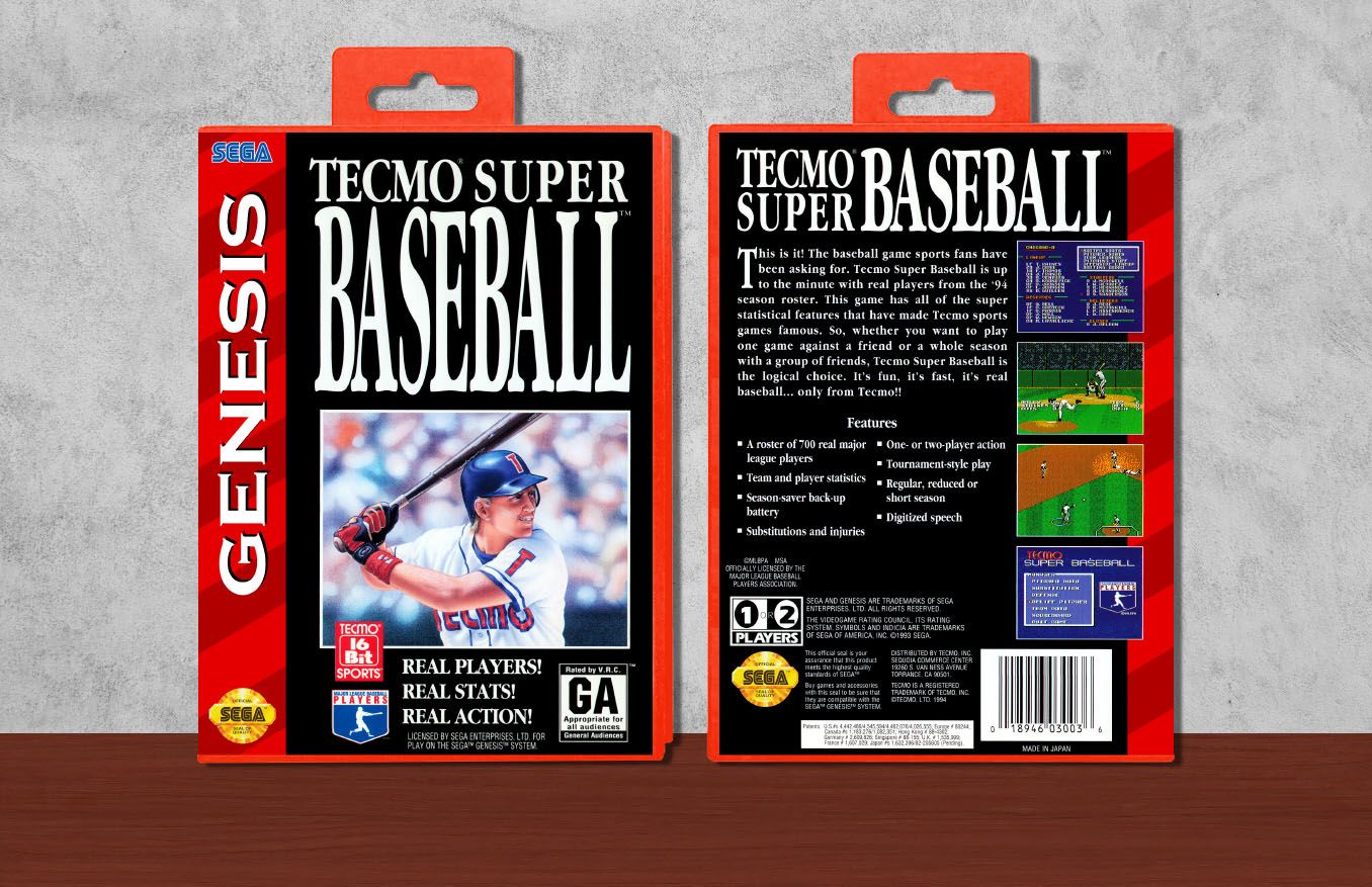 Tecmo Super Baseball, Case Color: Red