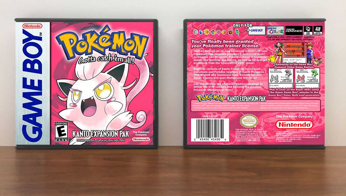 Pokemon Kanto Expansion Pak (KEP), Case Color: DARK GREY (OEM DS CASE COLOR), Artwork Spine Color: Chrome