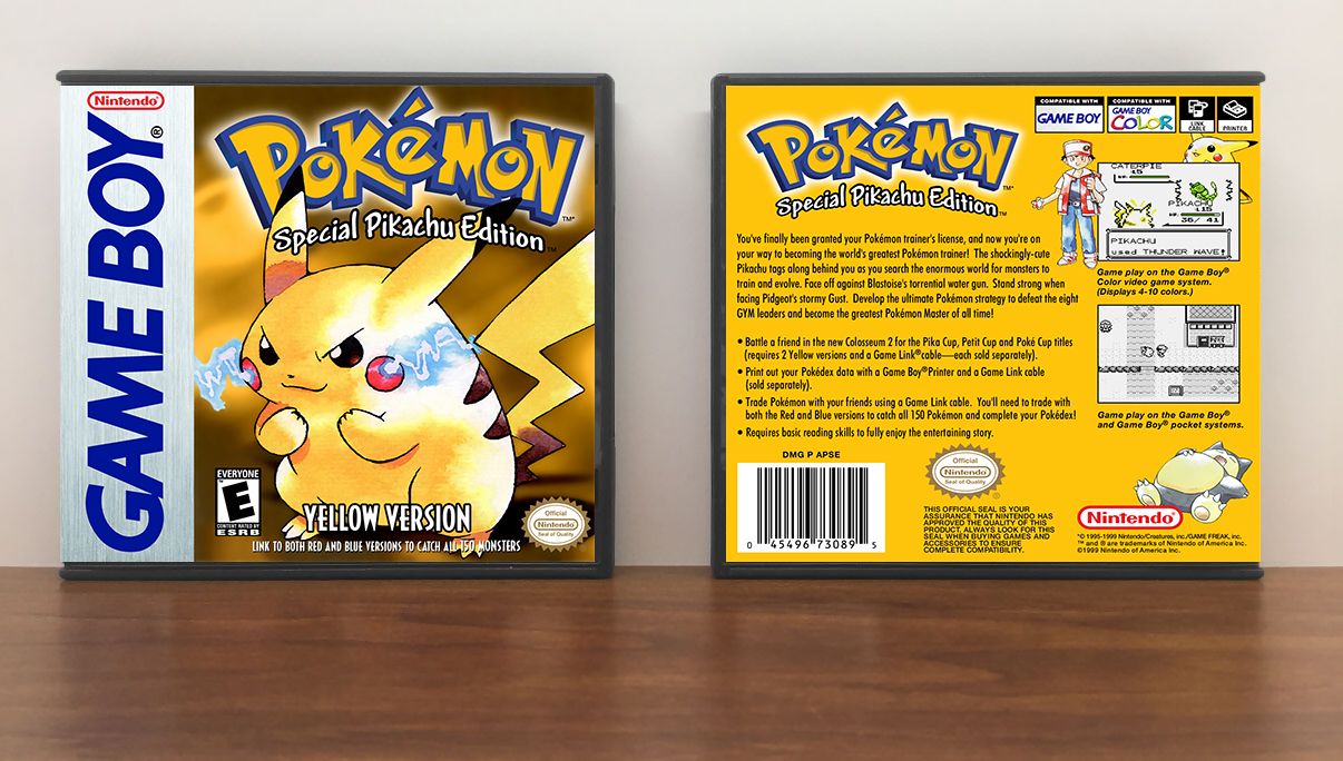Pokemon Yellow Version: Special Pikachu Edition (Black ESRB), Case Color: DARK GREY (OEM DS CASE COLOR), Artwork Spine Color: Chrome